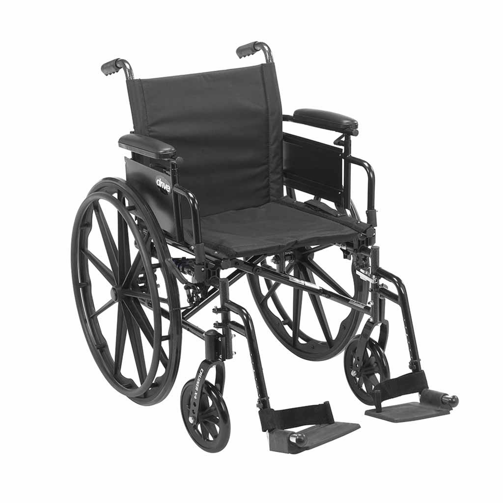 [CX416ADDA-SF] DRIVE CRUISER X4 MANUAL TRANSPORT CHAIR (16" SEAT WIDTH, DESK ARMS, SWING AWAY)